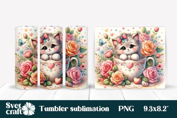 Download Cute Cat Sublimation Tumbler Design - Sublimation tumbler design Collection